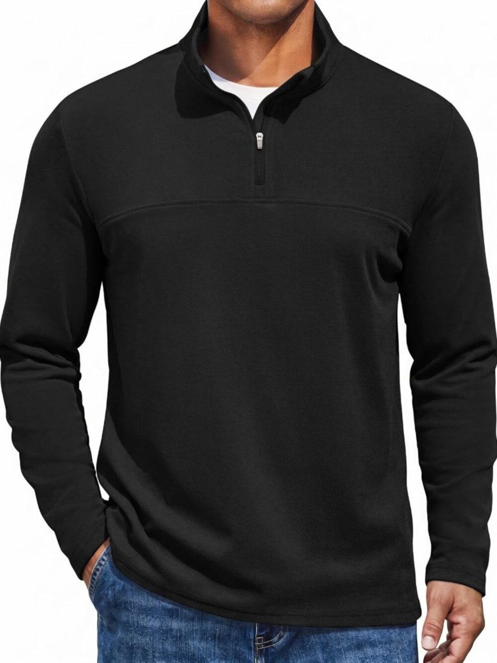 Cozy Men's Quarter Zip Pullover Sweatshirt - Mock Neck Half Zip Sweater